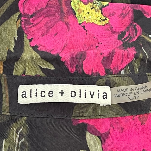 Alice + Olivia 100% Silk Lucette Floral Print Mini Shirt Dress Dropped Shoulder - Picture 8 of 11